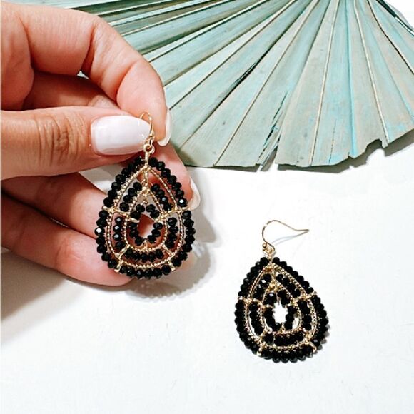 Beaded boho dangle earrings S641 - Picture 2 of 3